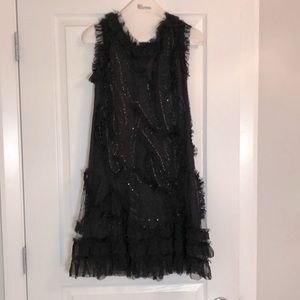 Red Valentino Black Sequin Tessuto Fabric Dress